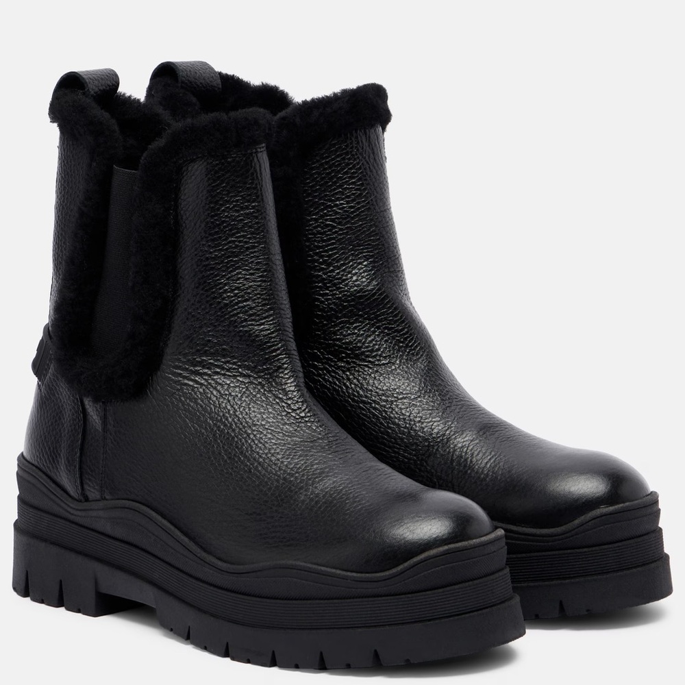 Authentic Bogner Black Ankle Boots with Shearling W8.5